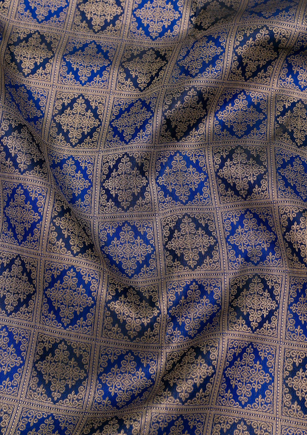 Navy Blue Zariwork Pure Silk Saree-Koskii