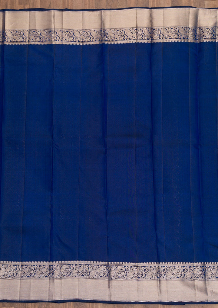 Navy Blue Zariwork Pure Silk Saree-Koskii