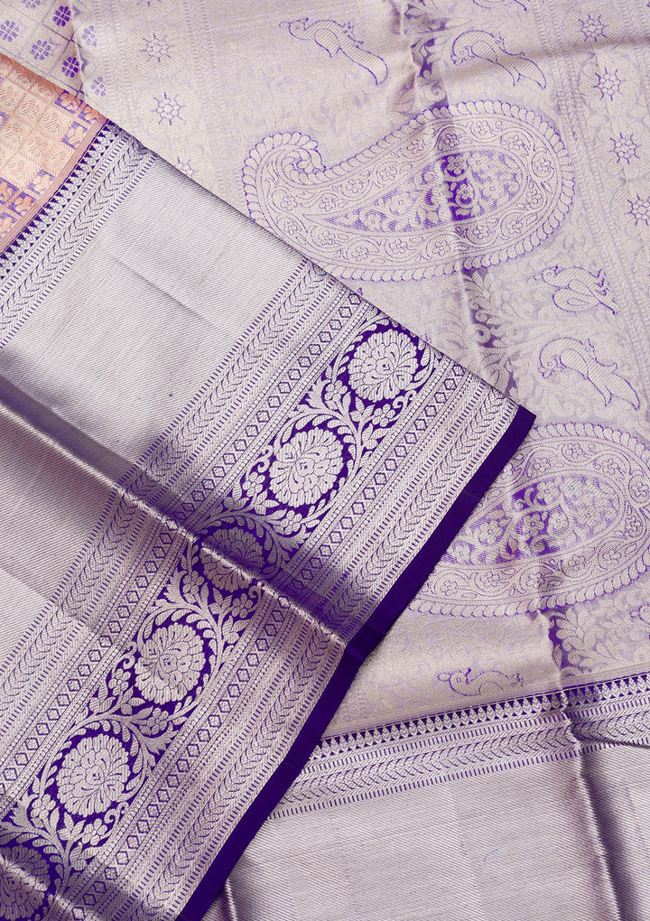 Navy Blue Zariwork Pure Silk Saree-Koskii