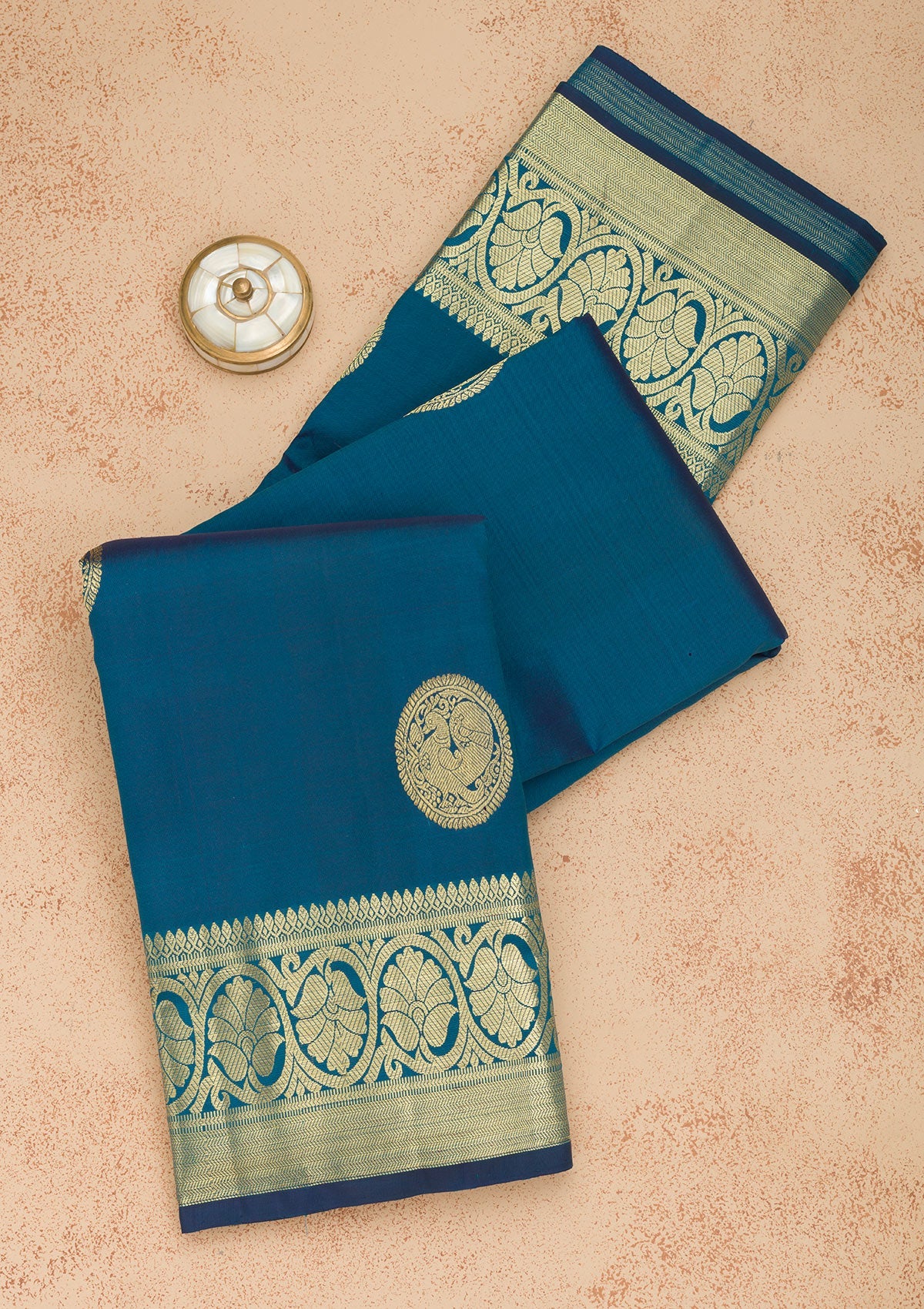 Navy Blue Zariwork Pure Silk Saree-Koskii