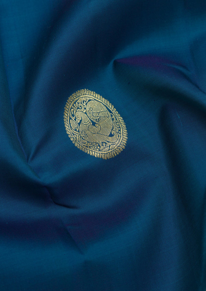 Navy Blue Zariwork Pure Silk Saree-Koskii