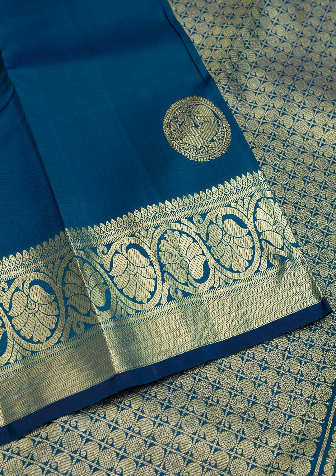 Navy Blue Zariwork Pure Silk Saree-Koskii