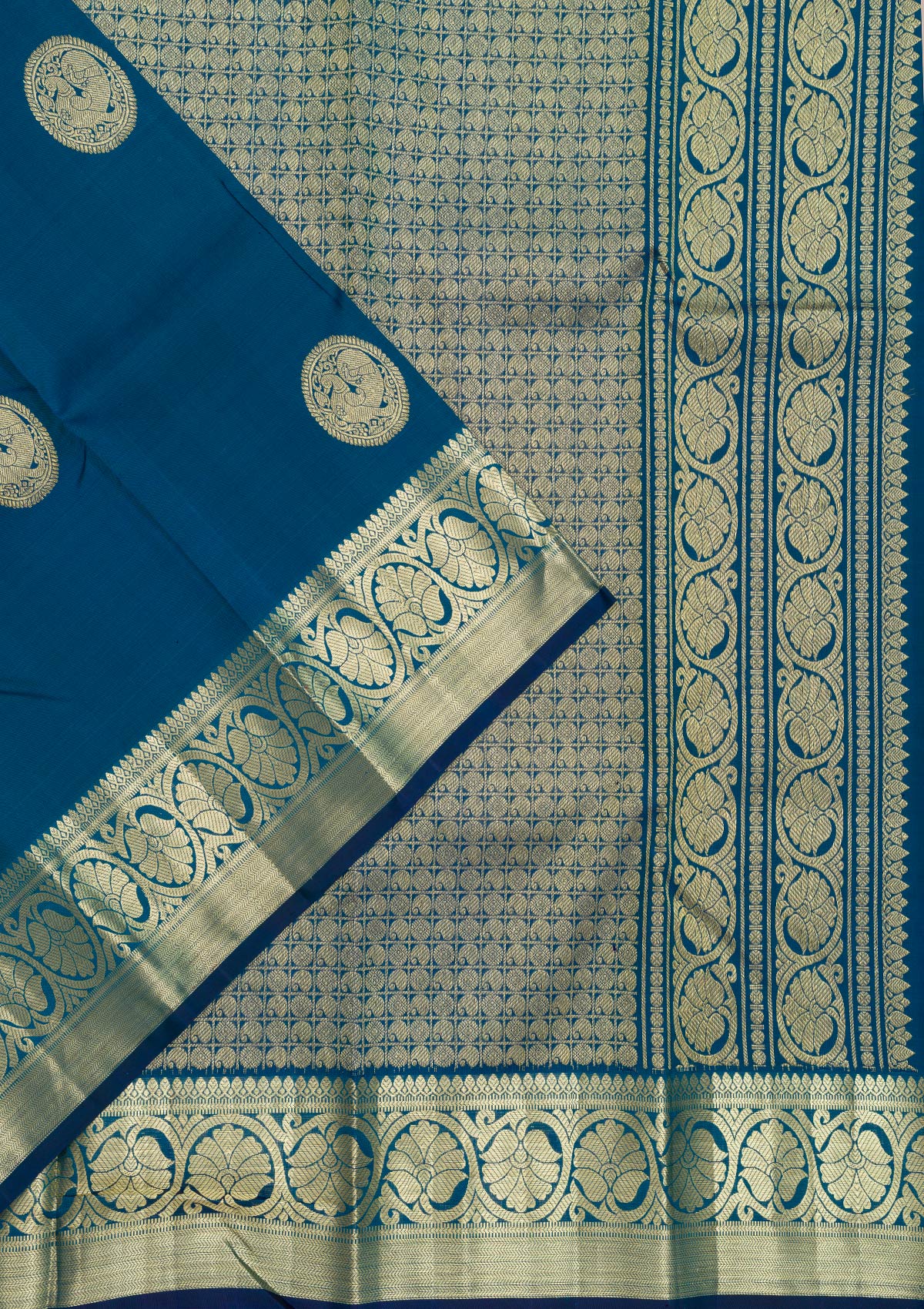 Navy Blue Zariwork Pure Silk Saree-Koskii