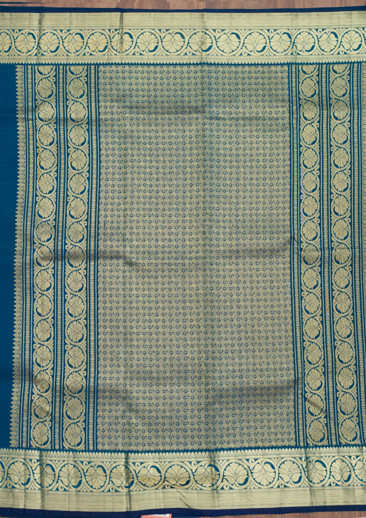 Navy Blue Zariwork Pure Silk Saree-Koskii