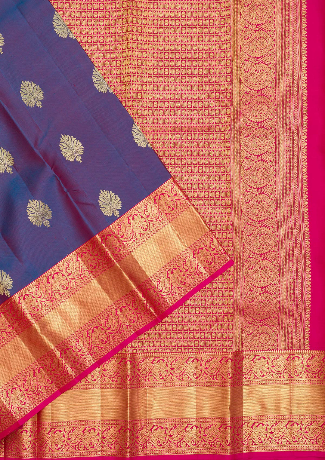 Navy Blue Zariwork Pure Silk Saree-Koskii