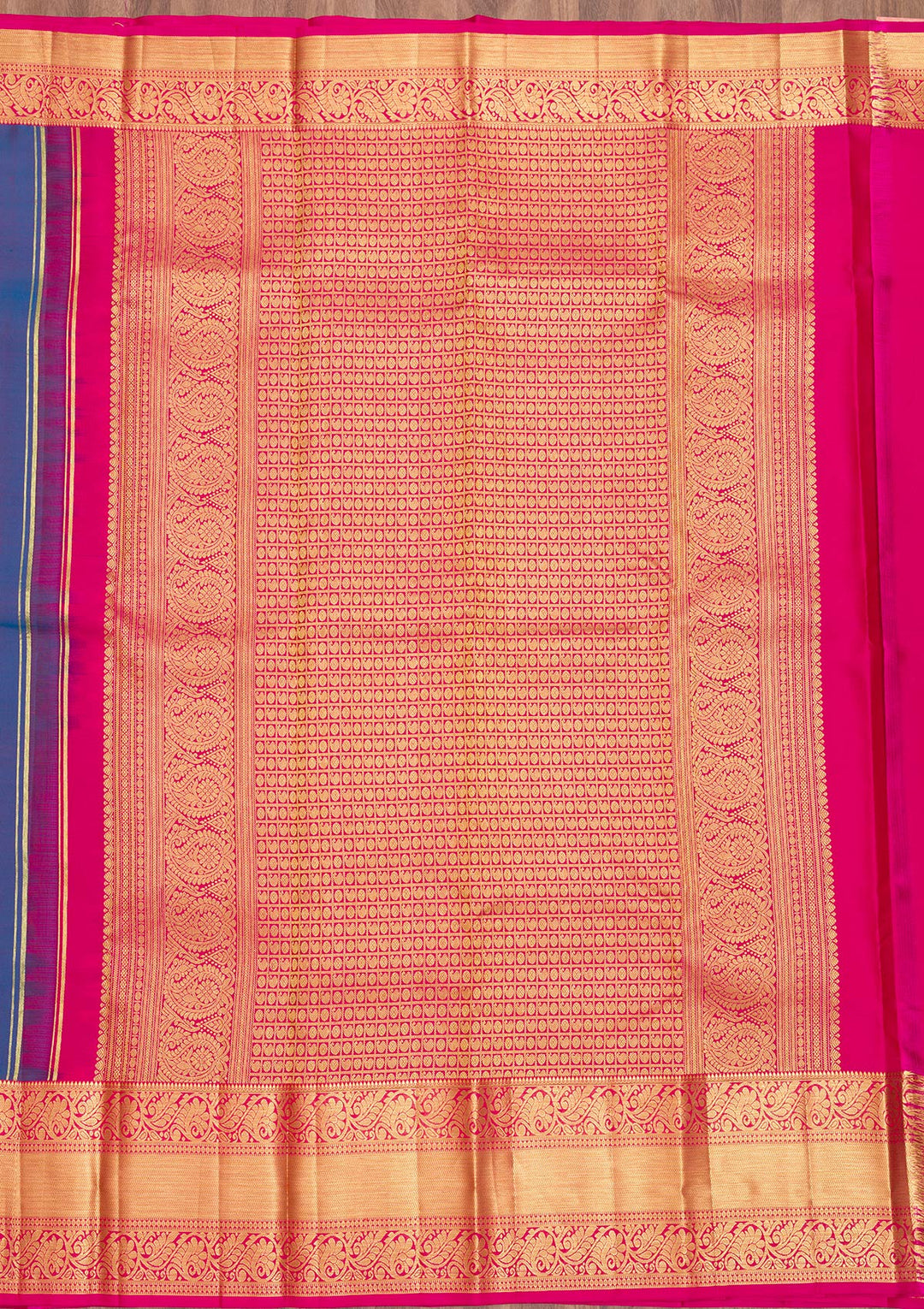 Navy Blue Zariwork Pure Silk Saree-Koskii
