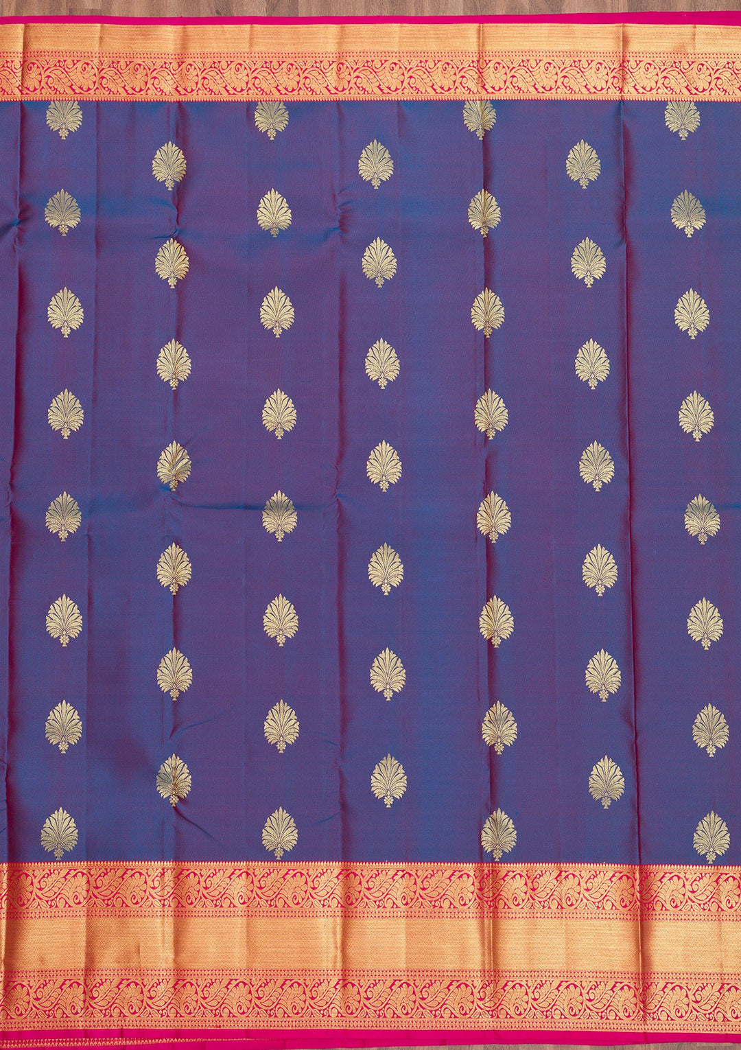 Navy Blue Zariwork Pure Silk Saree-Koskii