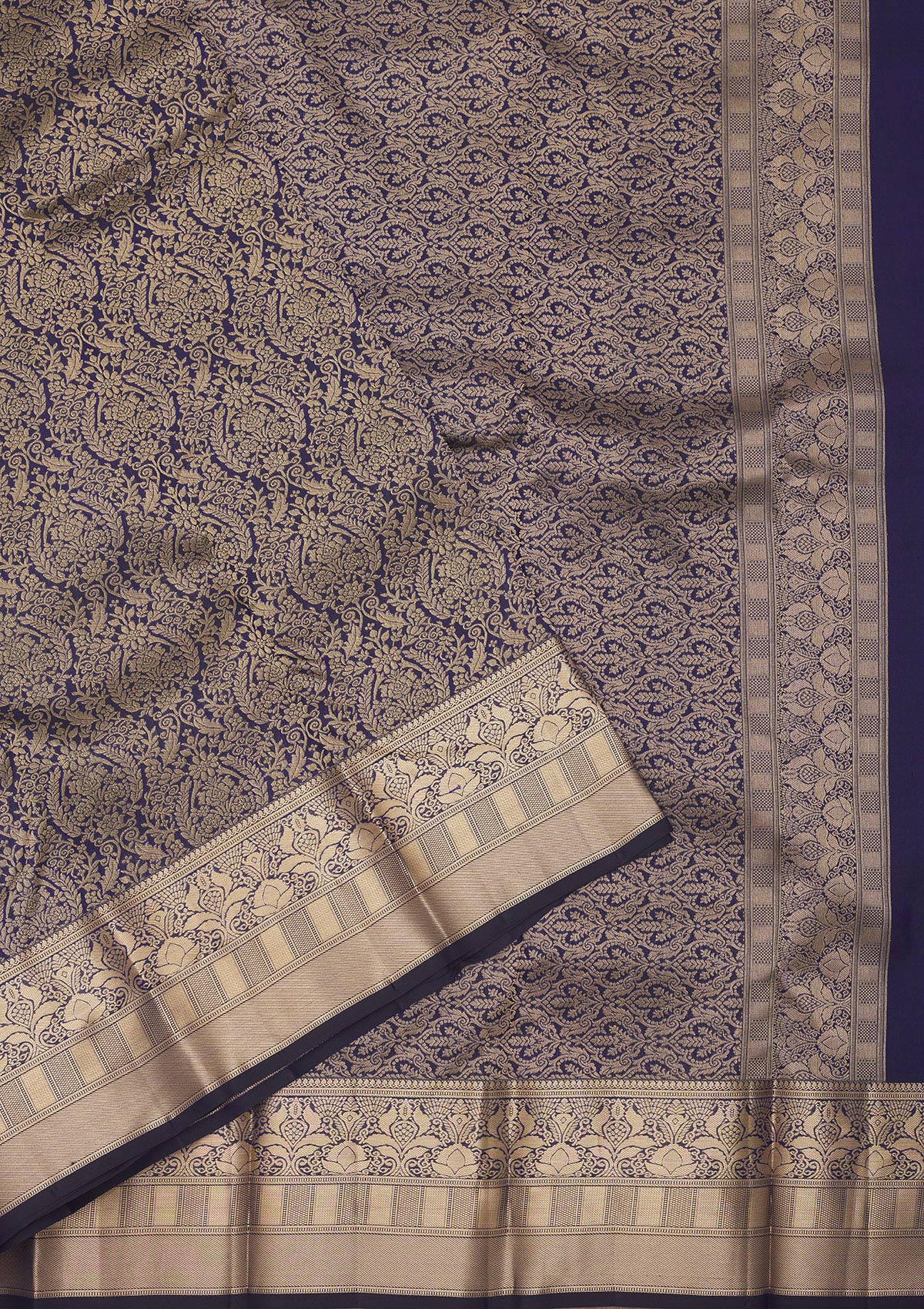 Navy Blue Zariwork Pure Silk Saree