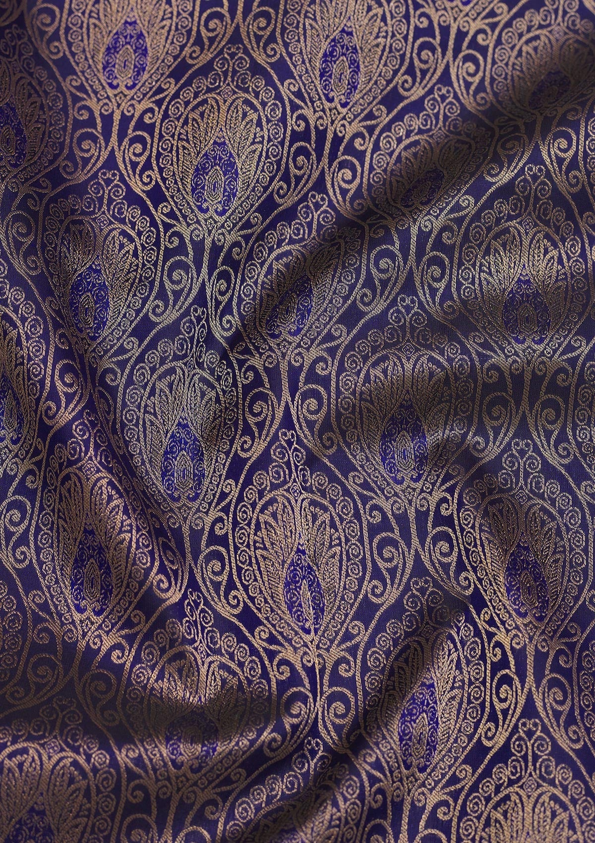 Navy Blue Zariwork Pure Silk Saree-Koskii