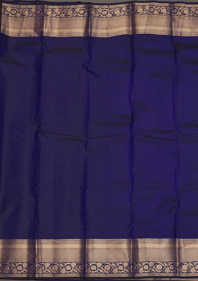 Navy Blue Zariwork Pure Silk Saree-Koskii