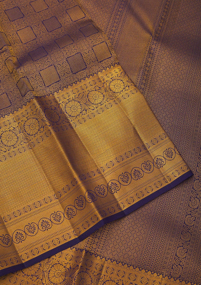 Navy Blue Zariwork Pure Silk Saree-Koskii