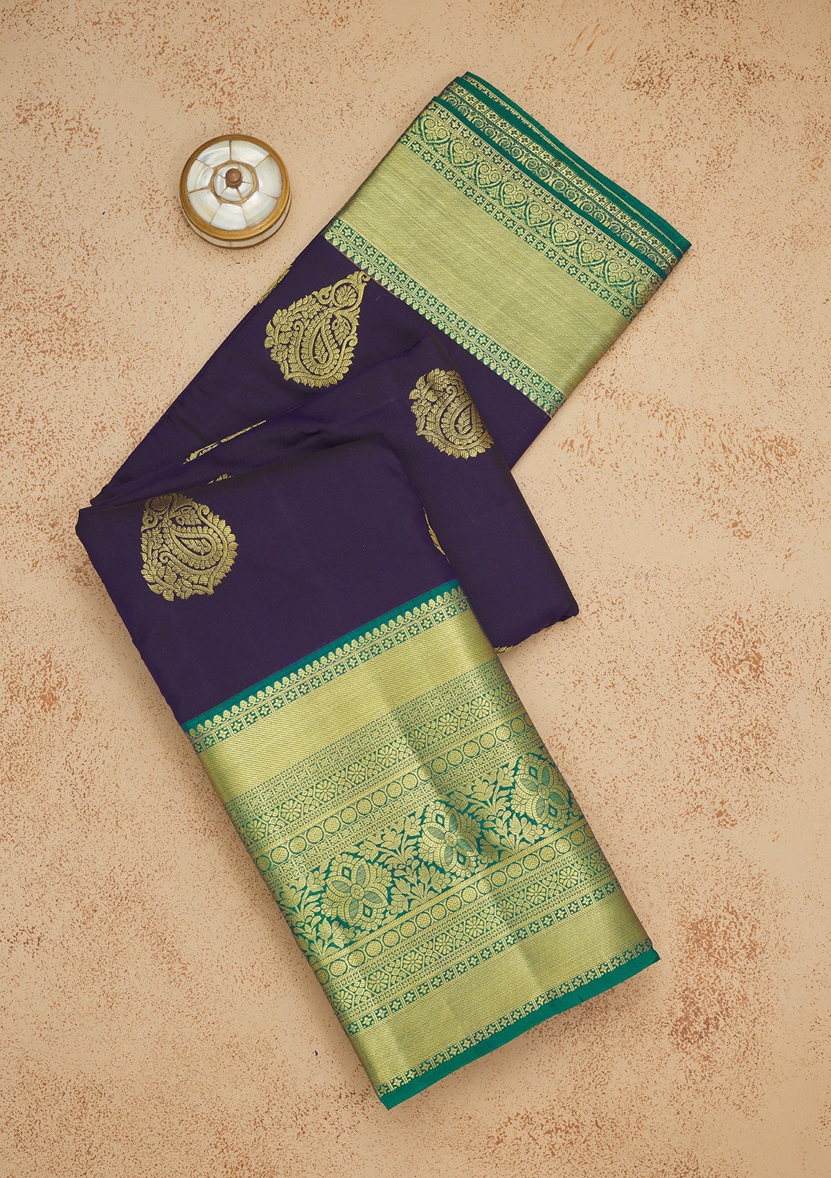 Navy Blue Zariwork Pure Silk Saree-Koskii