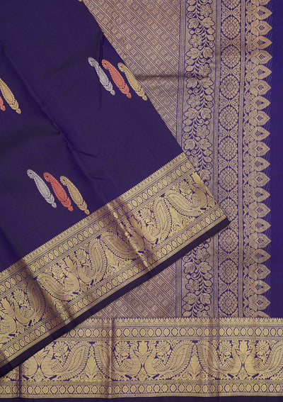 Navy Blue Zariwork Pure Silk Saree