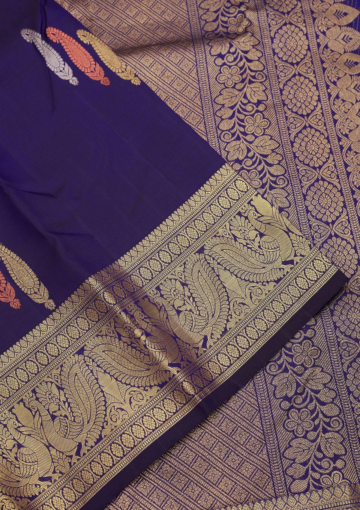 Navy Blue Zariwork Pure Silk Saree