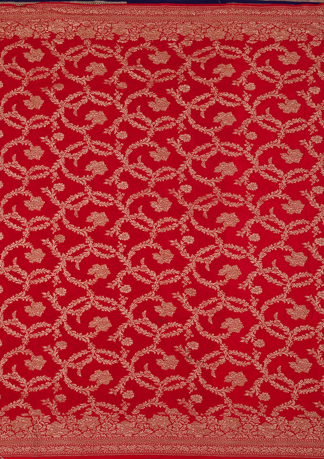 Navy Blue Zariwork Pure Silk Saree-Koskii