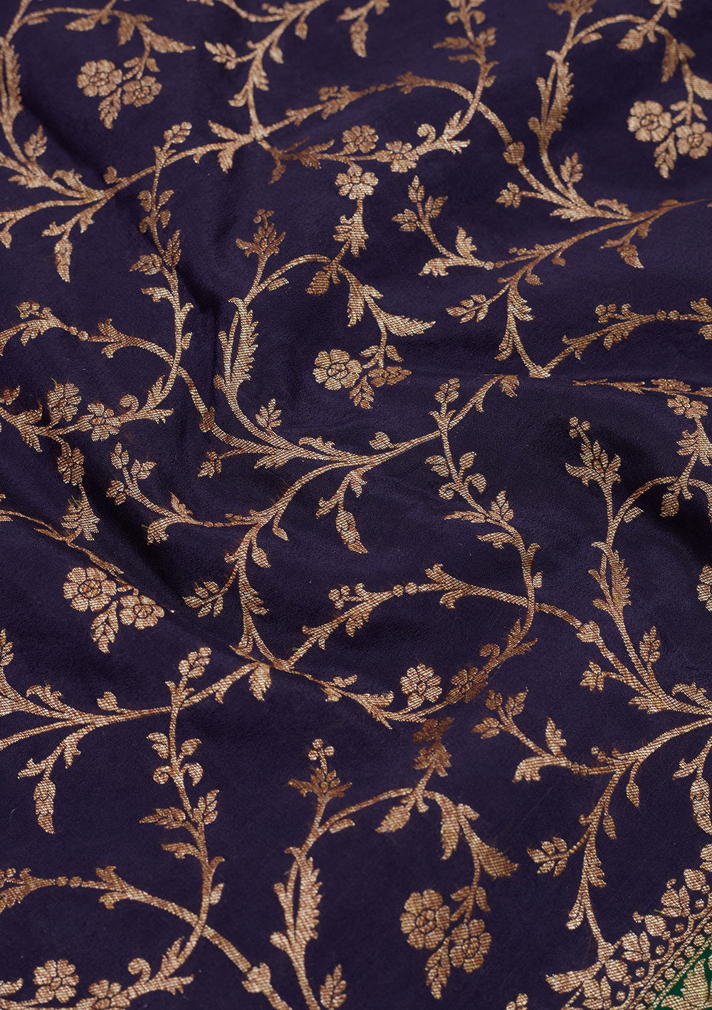 Navy Blue Zariwork Pure Silk Saree-Koskii