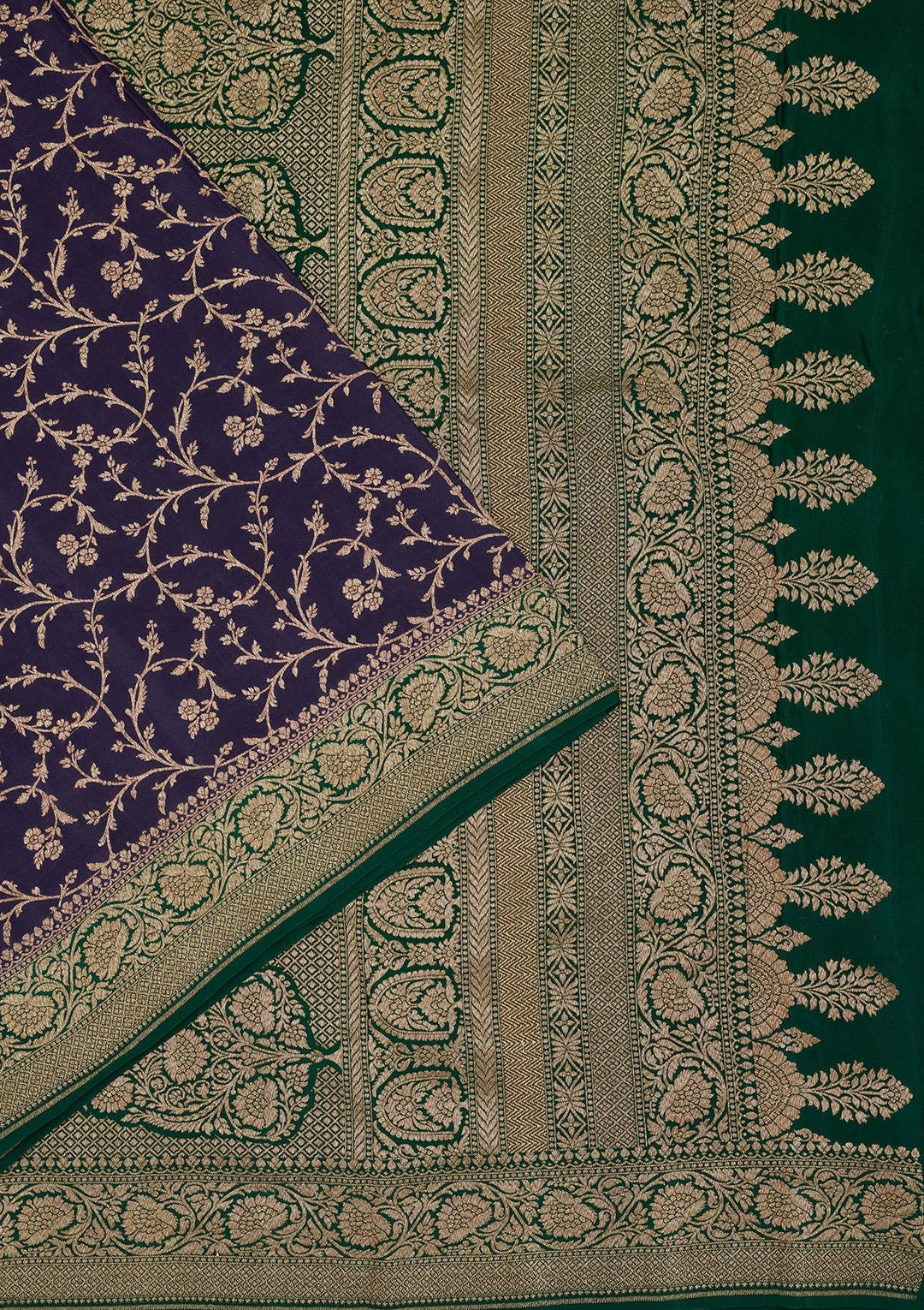 Navy Blue Zariwork Pure Silk Saree-Koskii