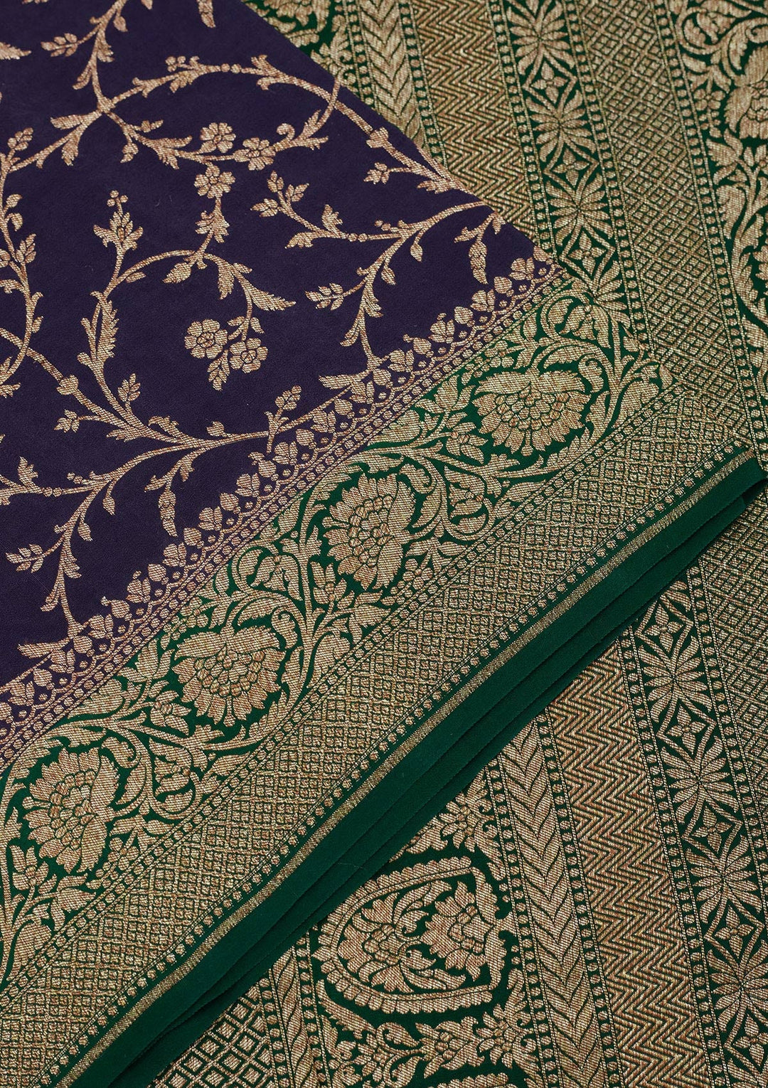 Navy Blue Zariwork Pure Silk Saree-Koskii