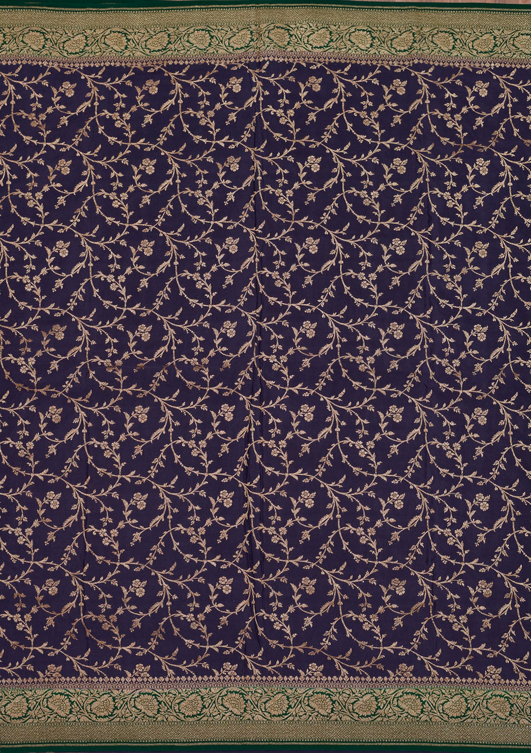 Navy Blue Zariwork Pure Silk Saree-Koskii