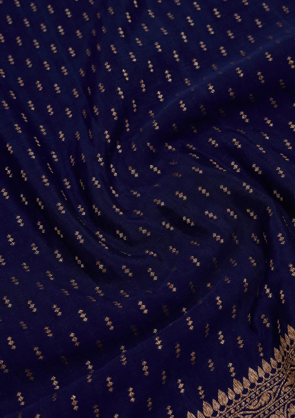 Navy Blue Zariwork Pure Silk Saree-Koskii