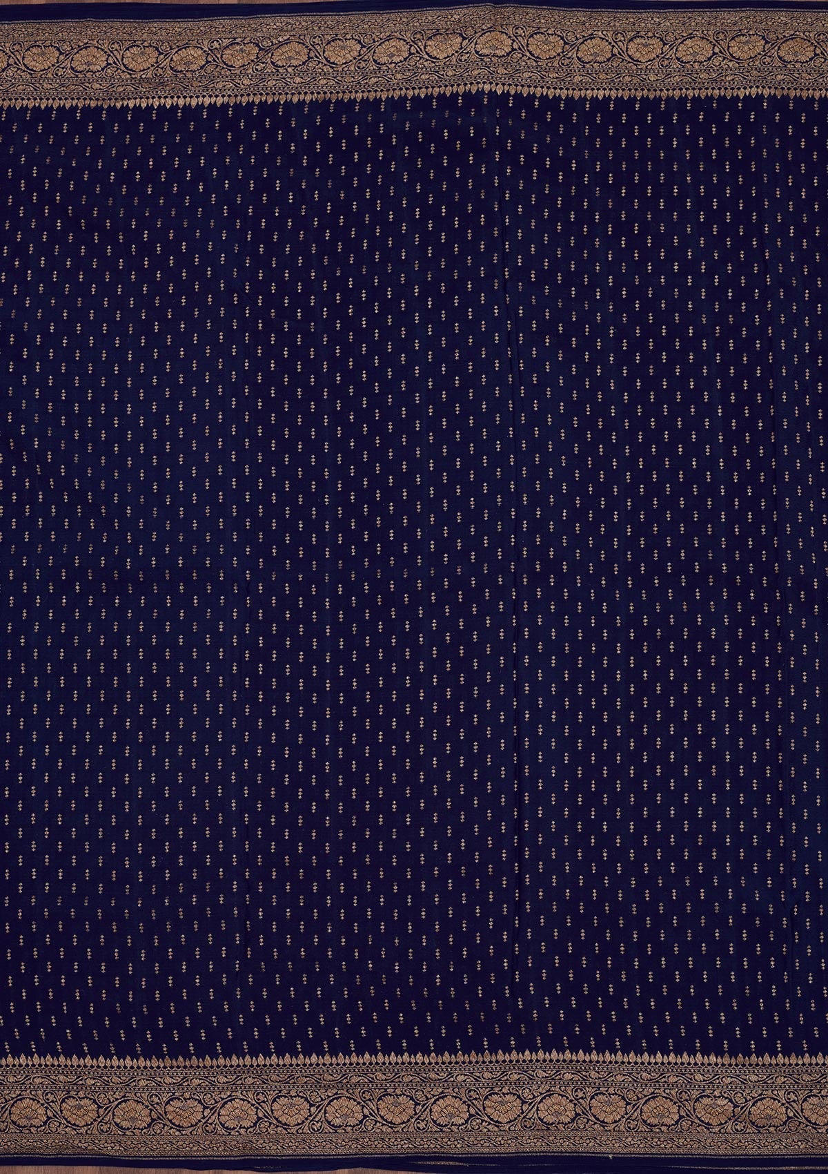 Navy Blue Zariwork Pure Silk Saree-Koskii