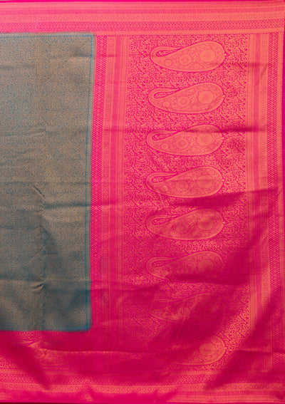 Navy Blue Zariwork Soft Silk Saree-Koskii