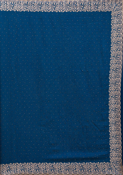 Navy Blue Zariwork Soft Silk Saree