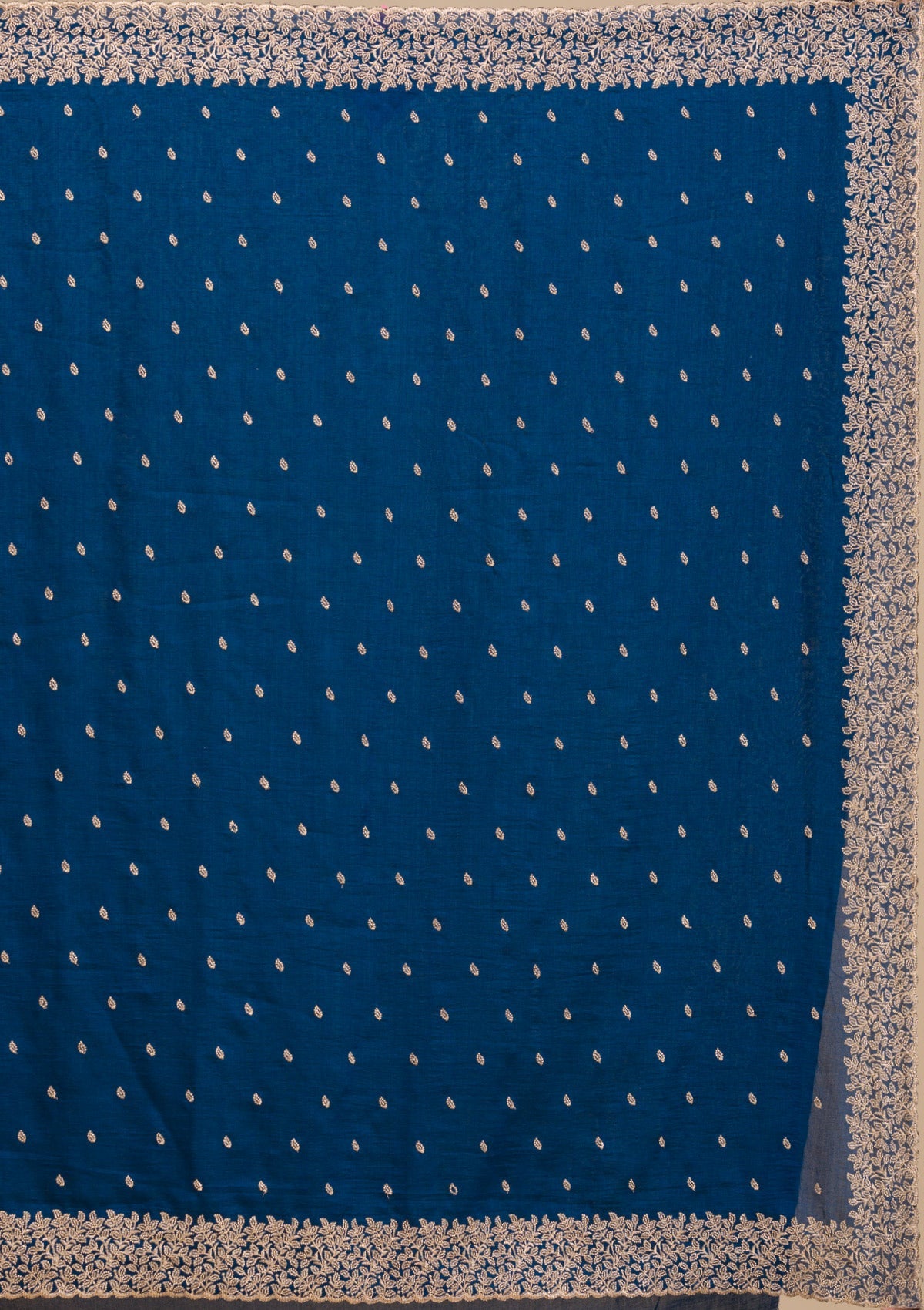 Buy Navy Blue Zariwork Soft Silk Saree - Koskii