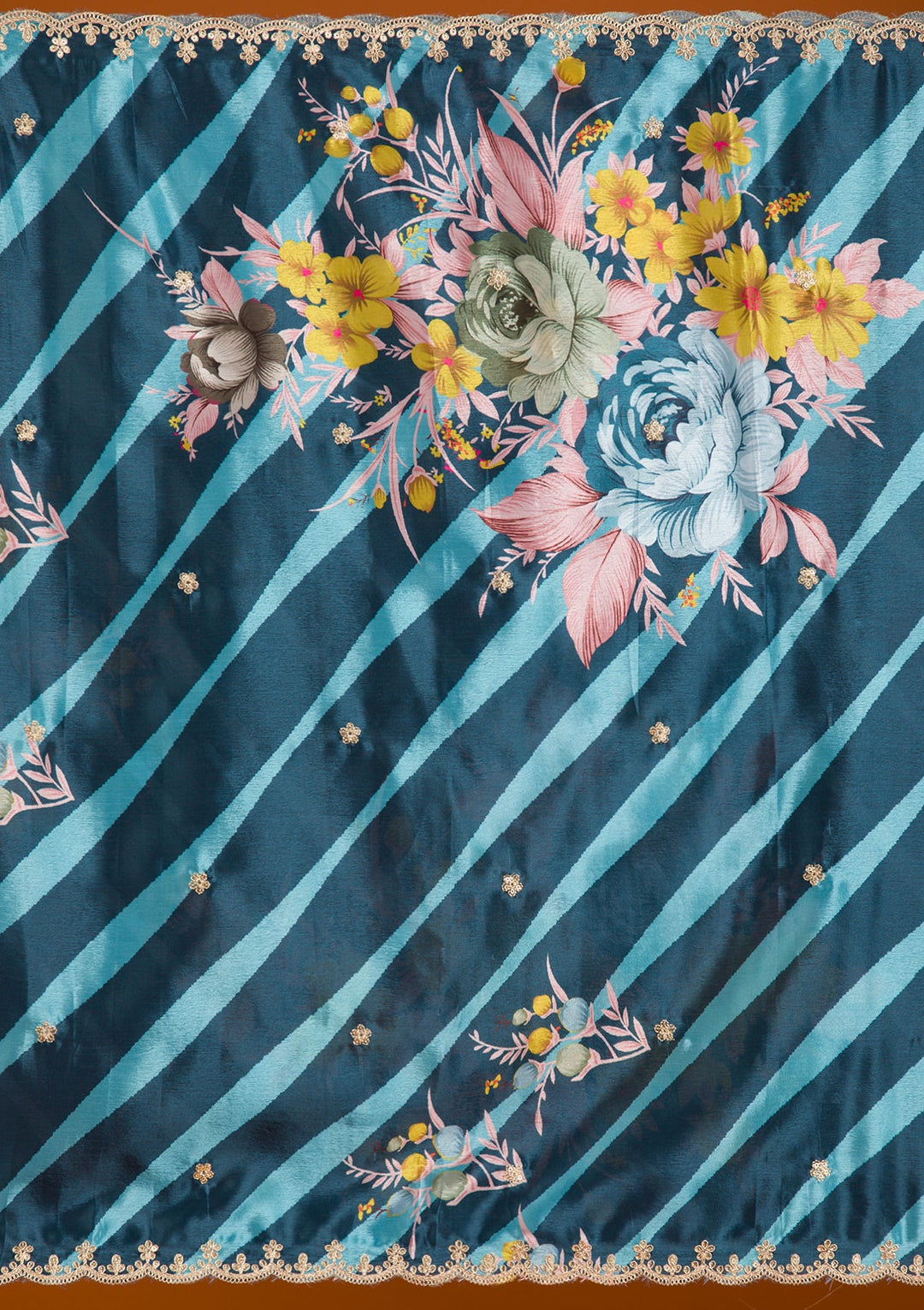 Navy Blue Zariwork Tissue Readymade Salwar Suit-Koskii