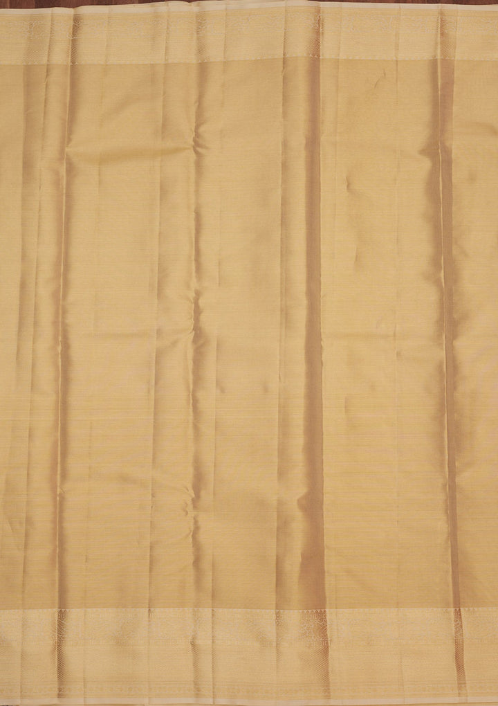 Off White Zariwork Pure Silk Saree-Koskii