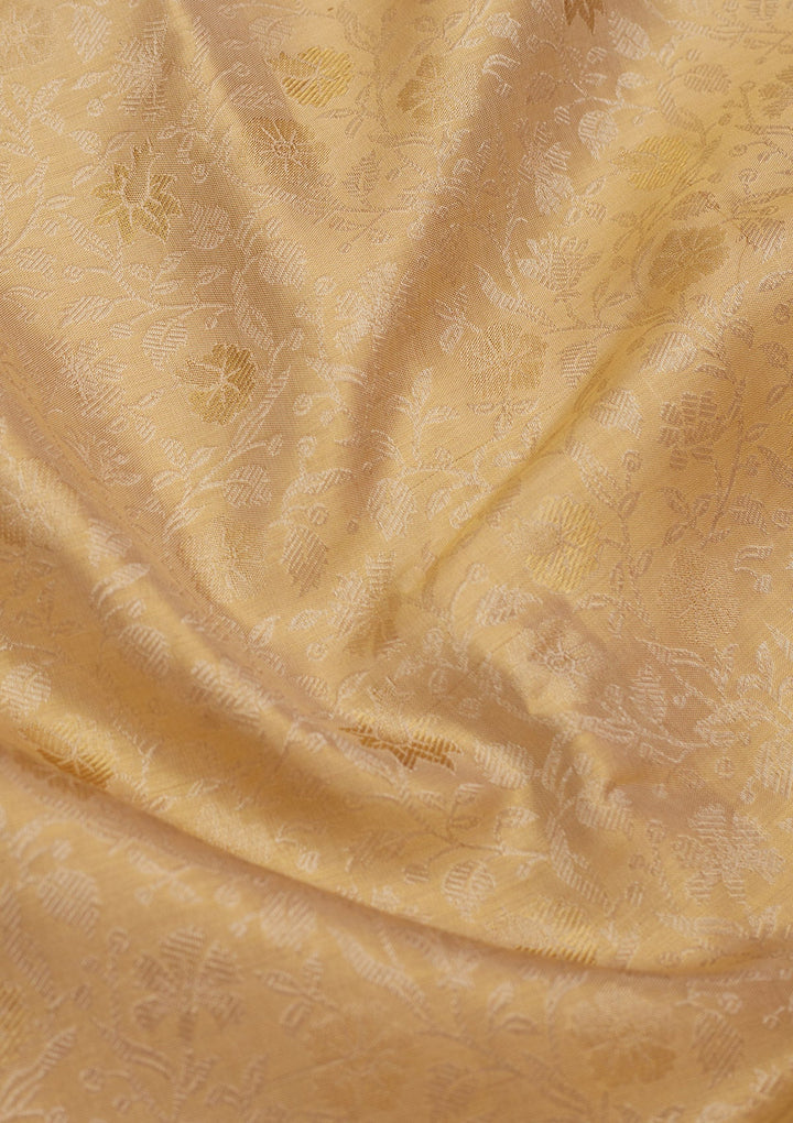 Off White Zariwork Pure Silk Saree-Koskii