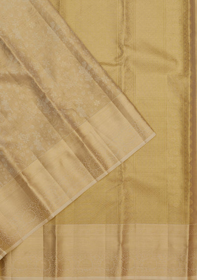 Off White Zariwork Pure Silk Saree-Koskii