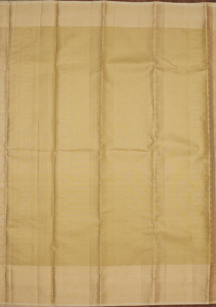 Off White Zariwork Pure Silk Saree-Koskii