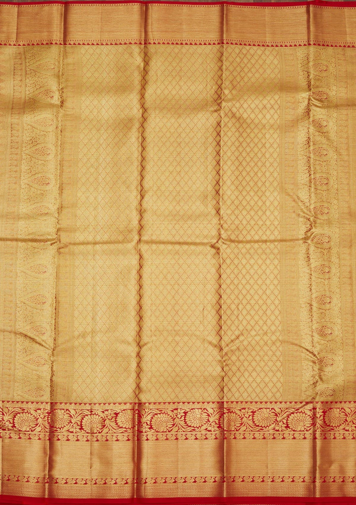Off White Zariwork Pure Silk Saree-Koskii