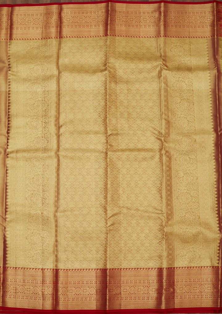 Off White Zariwork Pure Silk Saree-Koskii