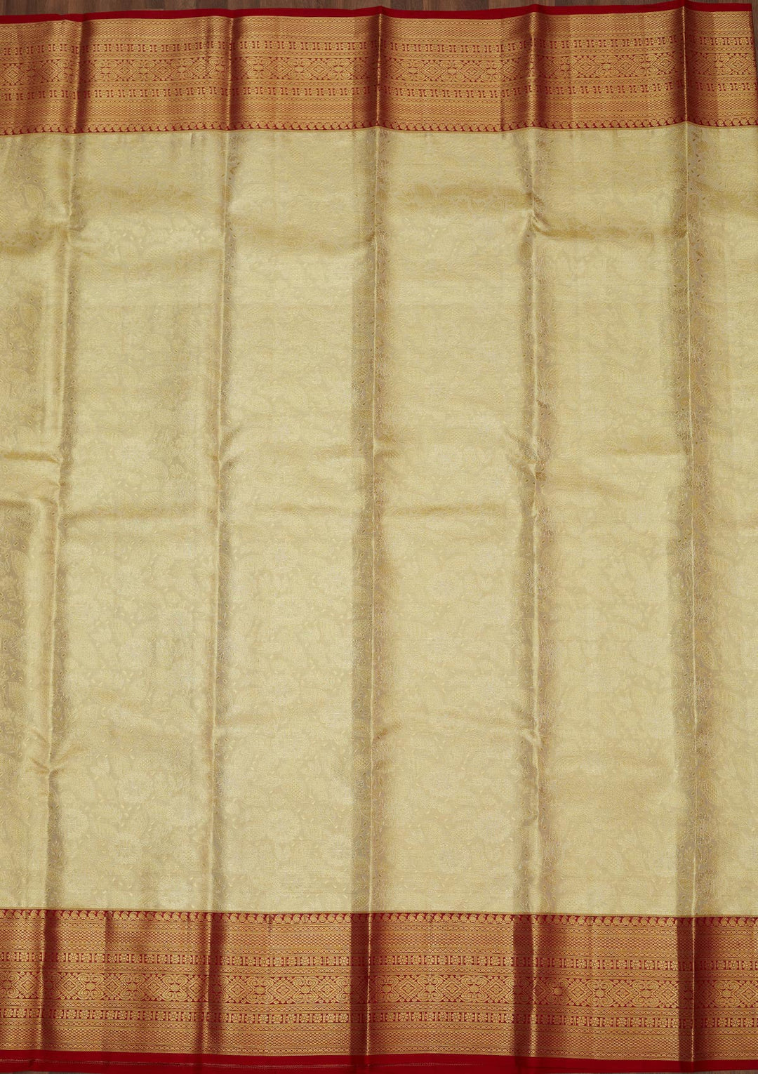 Off White Zariwork Pure Silk Saree-Koskii