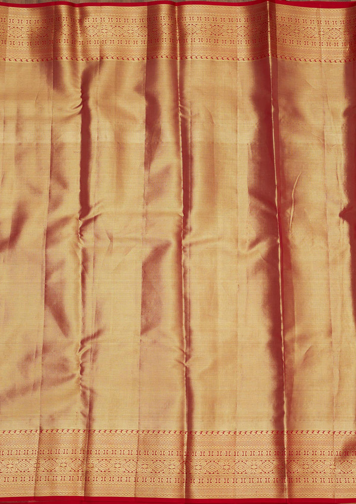 Off White Zariwork Pure Silk Saree-Koskii