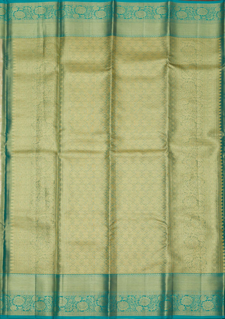 Off White Zariwork Pure Silk Saree-Koskii