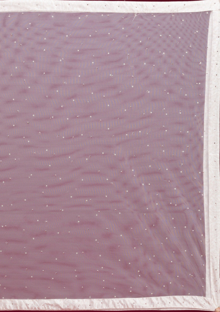 Off White Pearlwork Tissue Readymade Lehenga