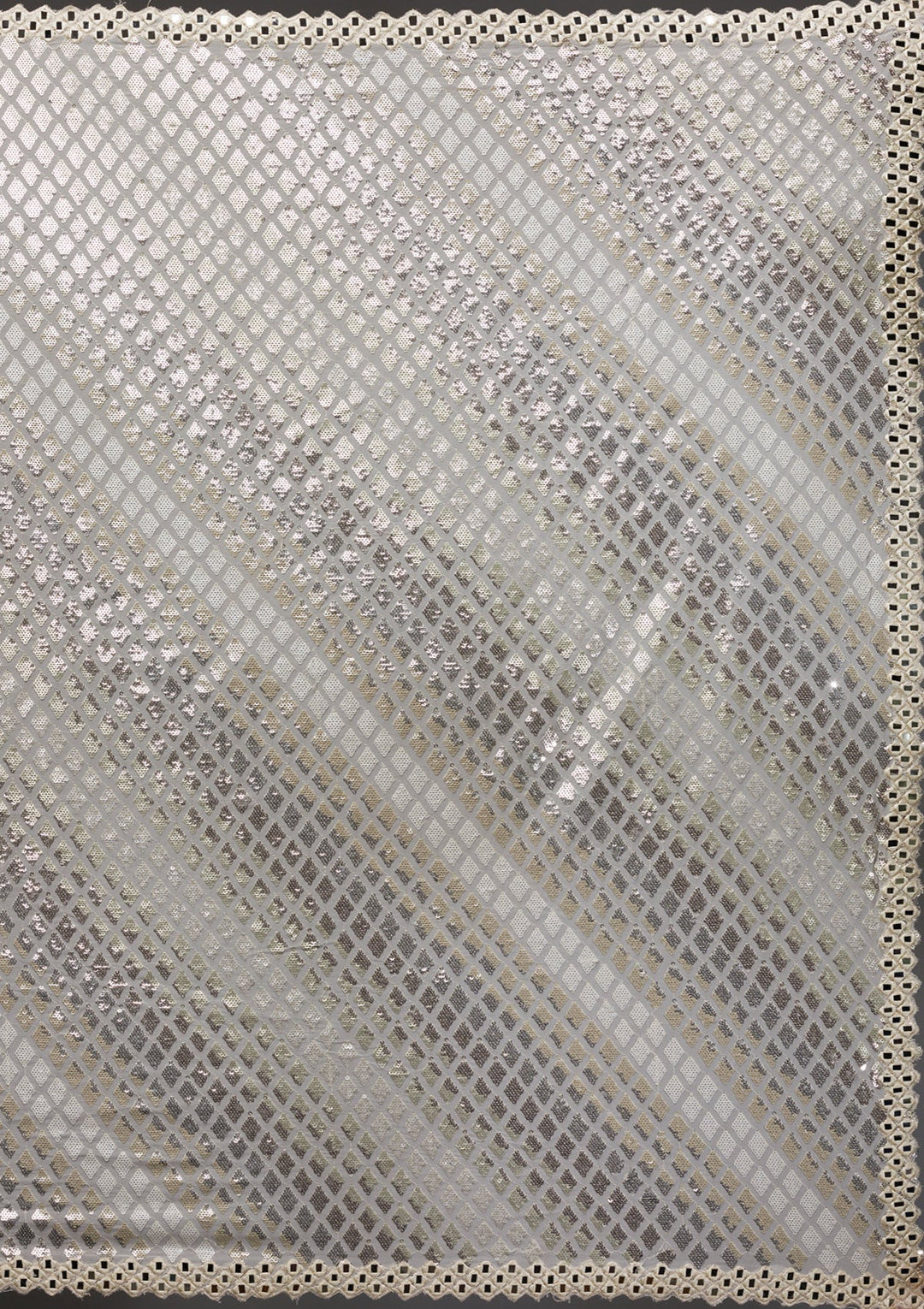 Off White Sequins Georgette Saree-Koskii
