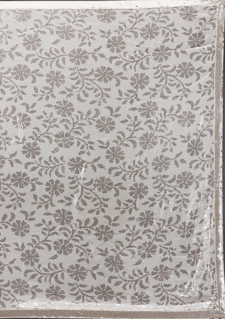 Off White Sequins Georgette Saree-Koskii