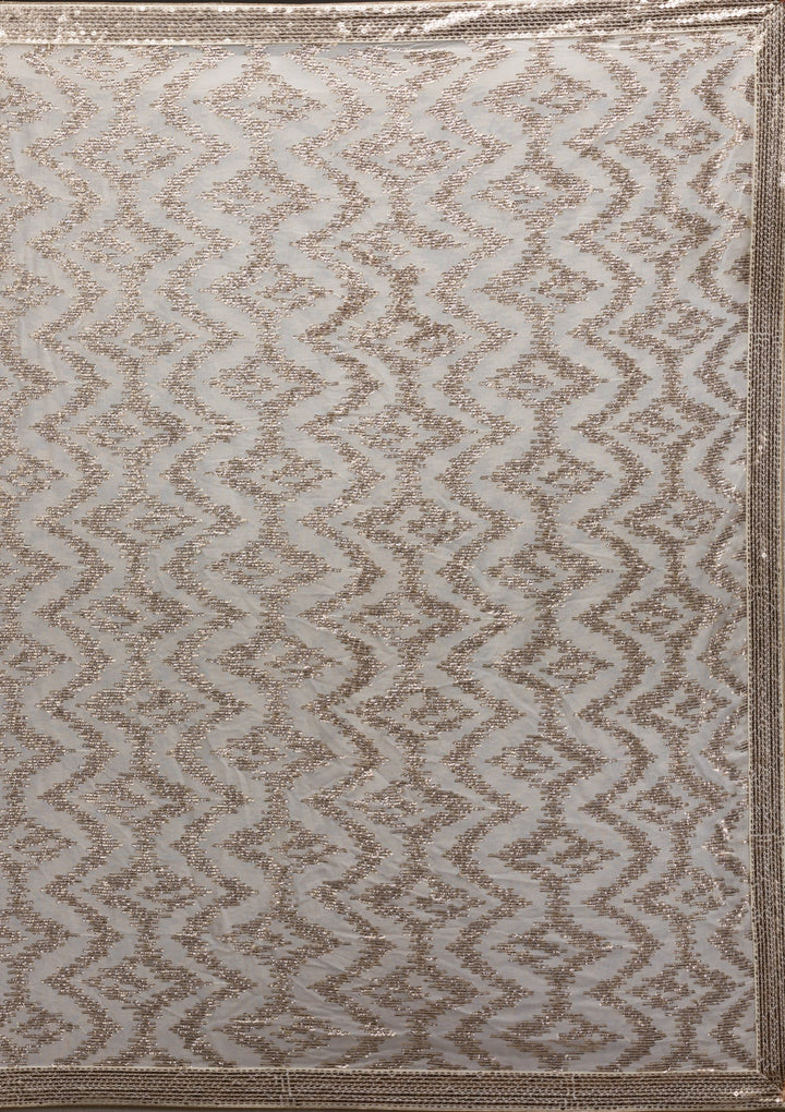Off White Sequins Georgette Saree-Koskii