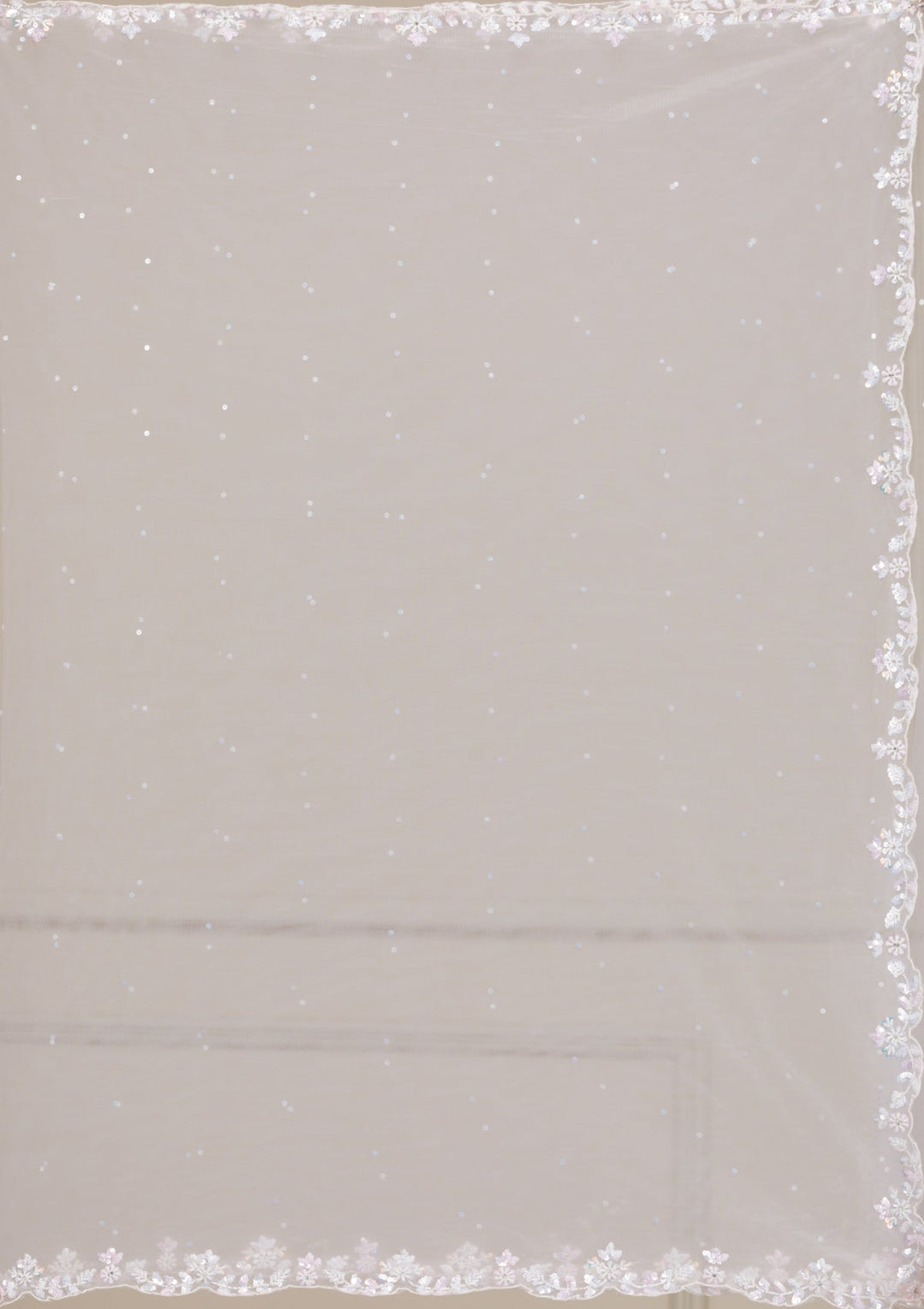 Off White Sequins Organza Readymade Lehenga-Koskii