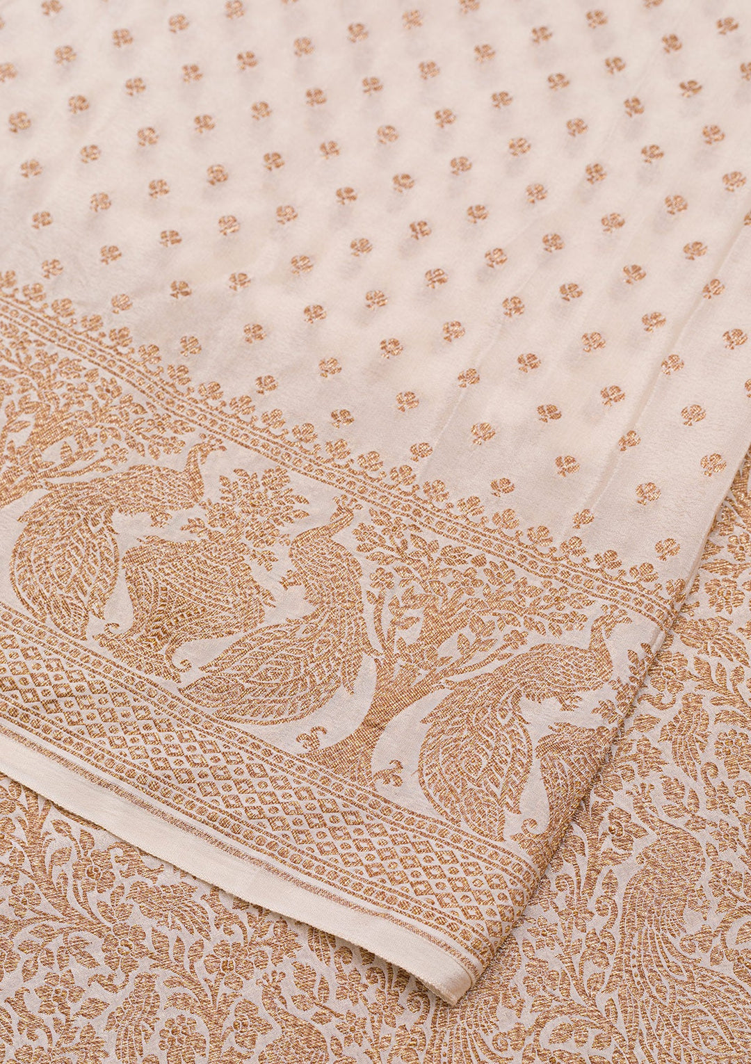 Off White Zariwork Banarasi Saree-Koskii