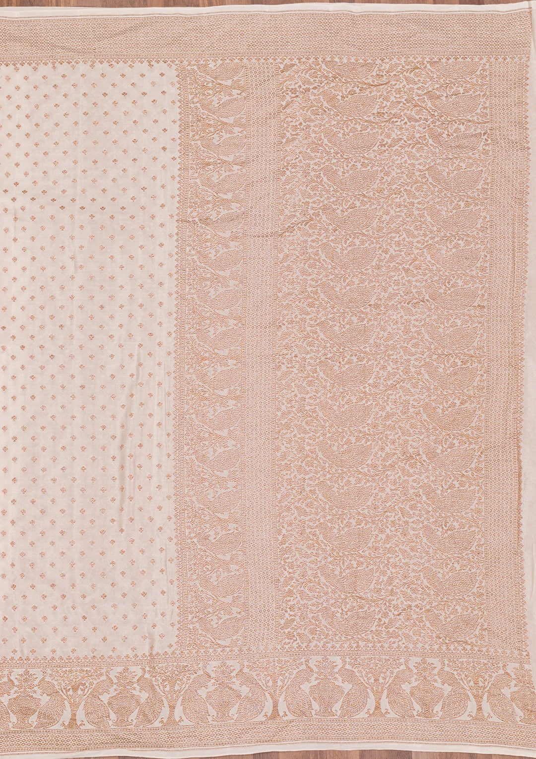Off White Zariwork Banarasi Saree-Koskii