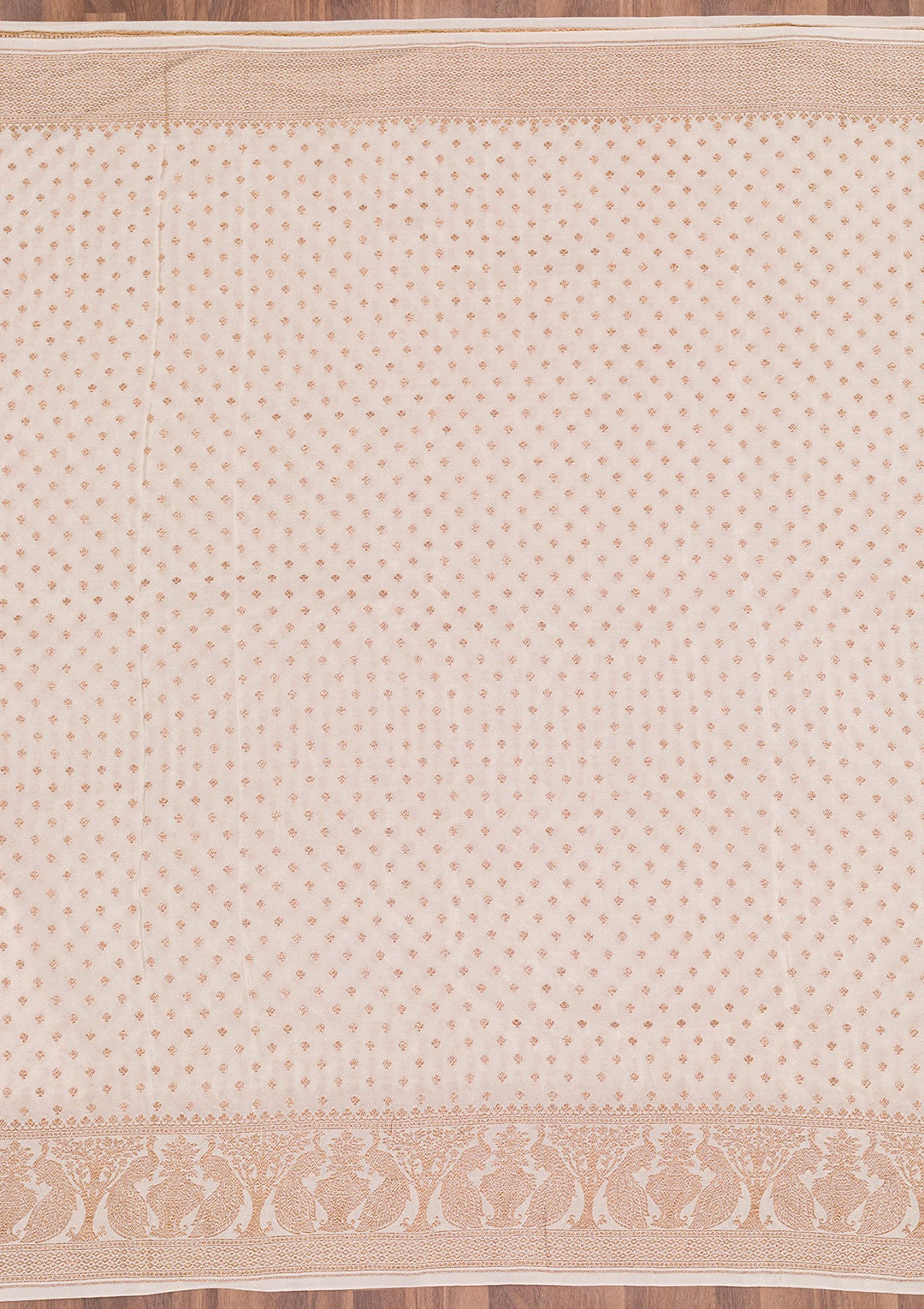 Off White Zariwork Banarasi Saree-Koskii
