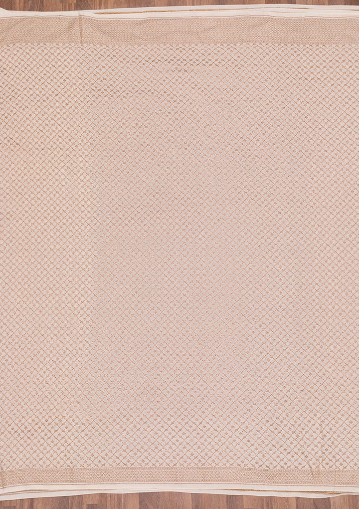 Off White Zariwork Banarasi Saree-Koskii