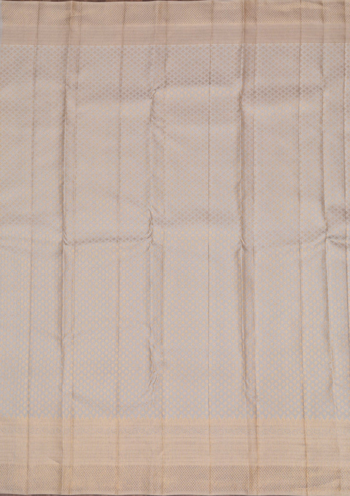 Off White Gold Zariwork Pure Silk Saree - Koskii