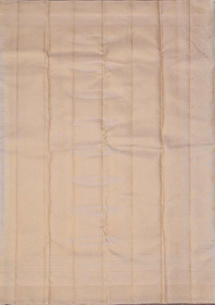 Off White Gold Zariwork Pure Silk Saree - Koskii