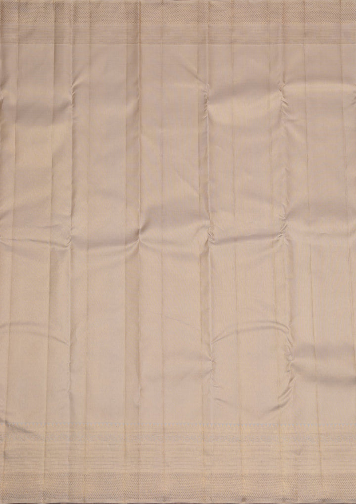 Off White Gold Zariwork Pure Silk Saree - Koskii